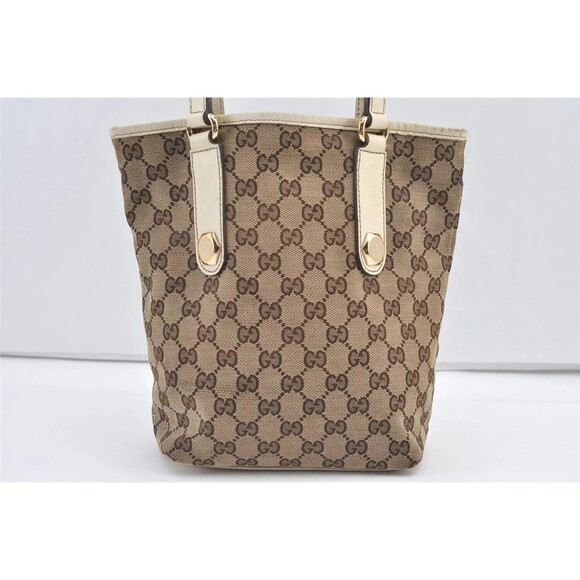 Authentic GUCCI Charmy Shoulder Tote Bag GG Canvas Leather 153361 Brown 8782J - Picture 2 of 16